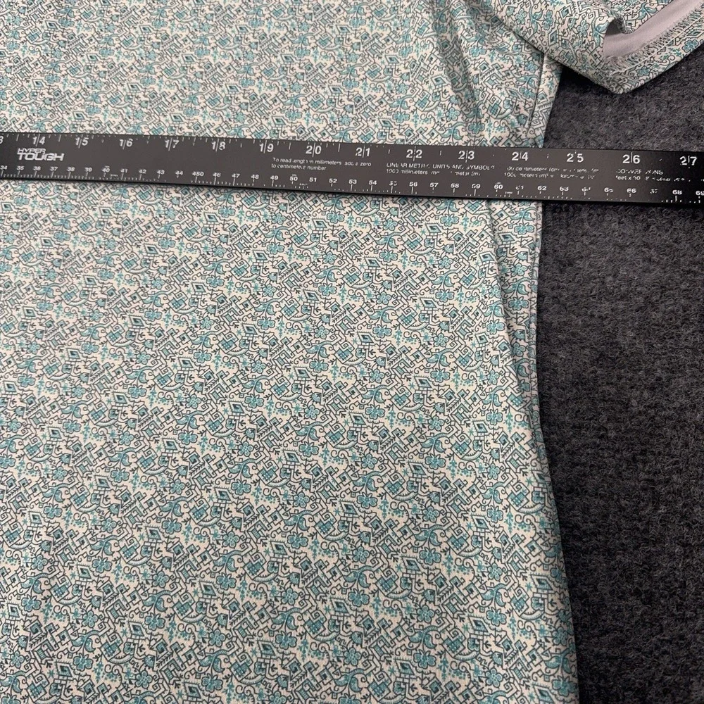 Panhandle Pearl Snap Polo Golf XL Turquoise Southwestern Tile Aztec Print Shirt - Picture 4 of 9